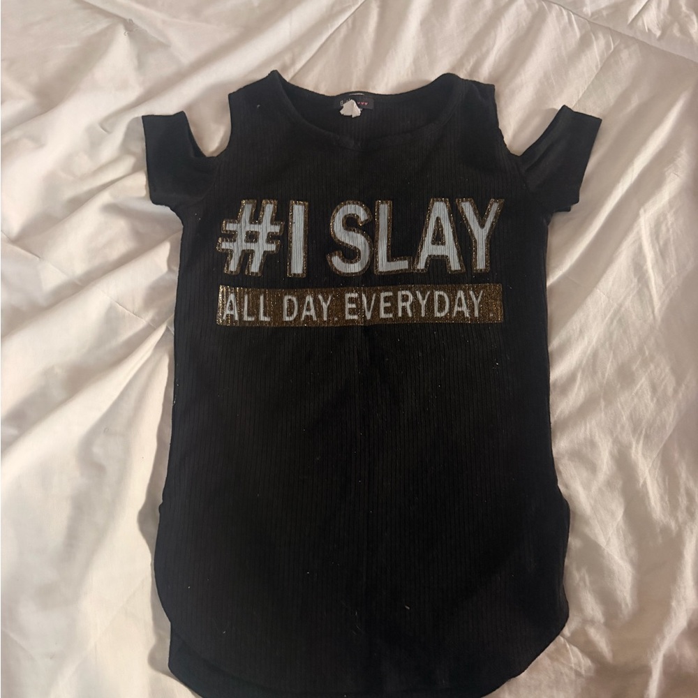 Stylish Black Kids Cold Shoulder Tee